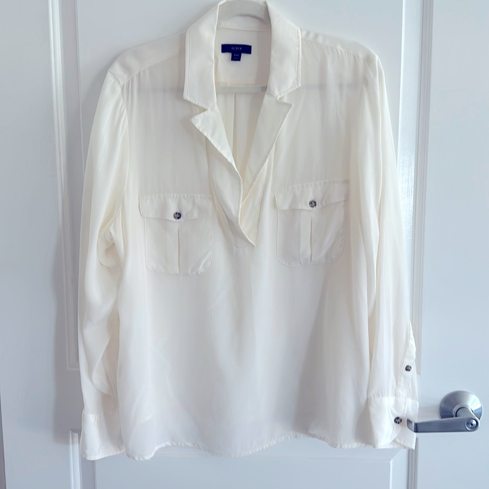 J. Crew 100% Silk blouse in ivory size XXL